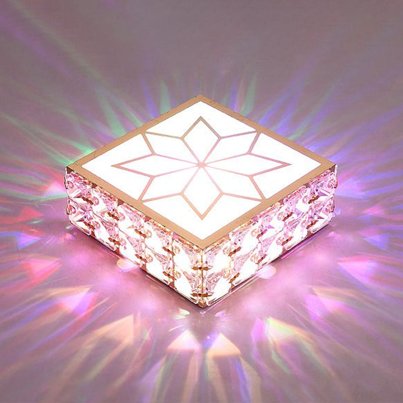 Plafonnier LED de forme carrée, cristallin, artistique, luminaire de plafond avec diffuseur en acrylique