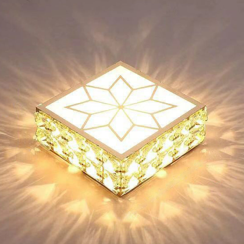 Plafonnier LED de forme carrée, cristallin, artistique, luminaire de plafond avec diffuseur en acrylique