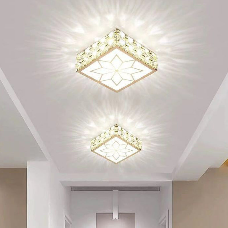 Plafonnier LED de forme carrée, cristallin, artistique, luminaire de plafond avec diffuseur en acrylique