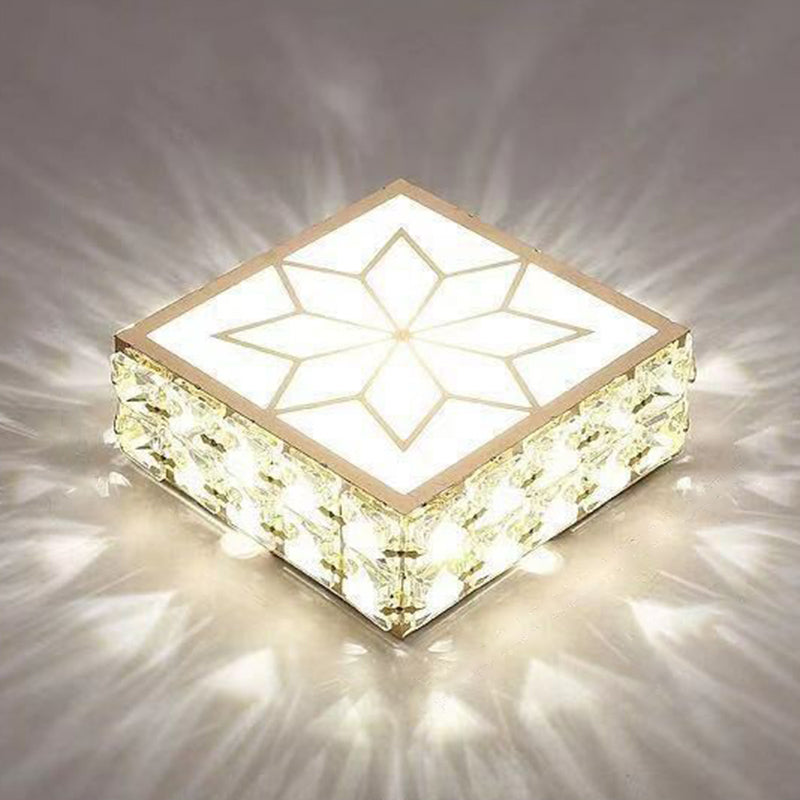 Plafonnier LED de forme carrée, cristallin, artistique, luminaire de plafond avec diffuseur en acrylique