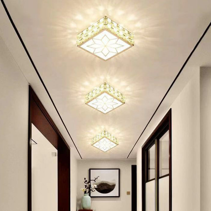 Plafonnier LED de forme carrée, cristallin, artistique, luminaire de plafond avec diffuseur en acrylique