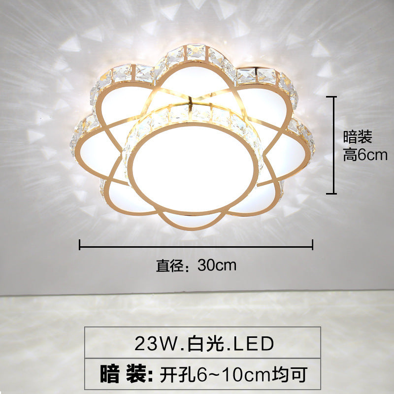 Floral Flush Ceiling Light Contemporary Crystal Rose Gold LED Flush Mount Lighting Fixture