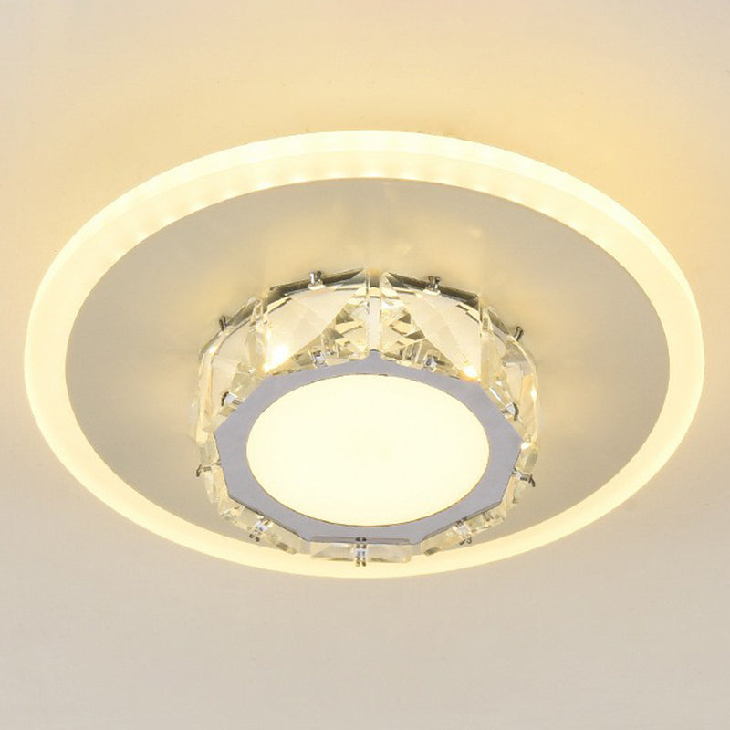 Plafonnier encastré de forme géométrique contemporaine, luminaire LED pour couloir en cristal