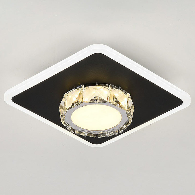 Plafonnier encastré de forme géométrique contemporaine, luminaire LED pour couloir en cristal