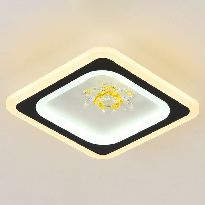 Plafonnier encastré de forme géométrique contemporaine, luminaire LED pour couloir en cristal