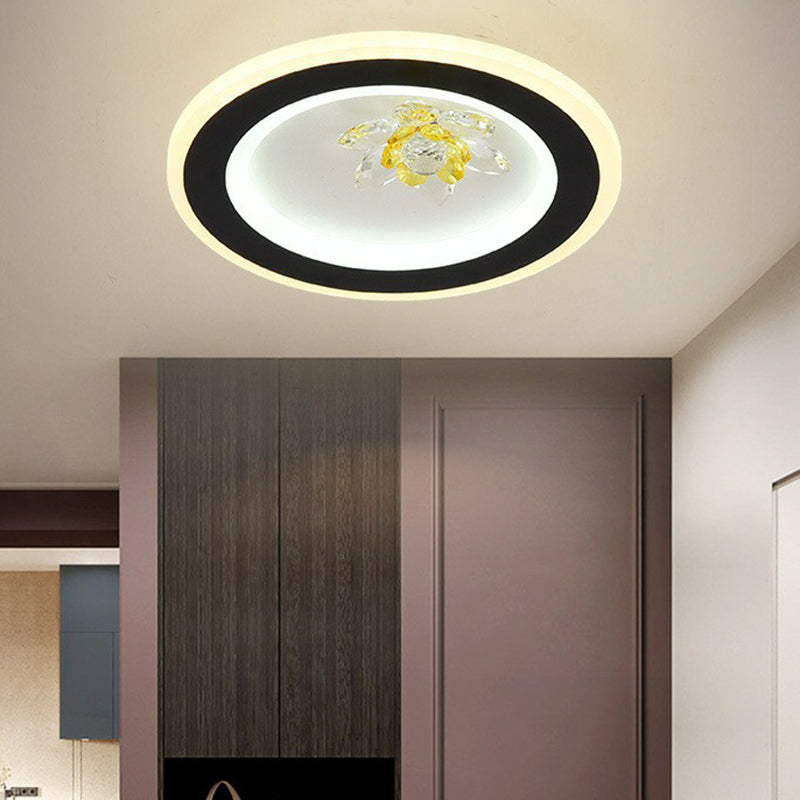 Plafonnier encastré de forme géométrique contemporaine, luminaire LED pour couloir en cristal