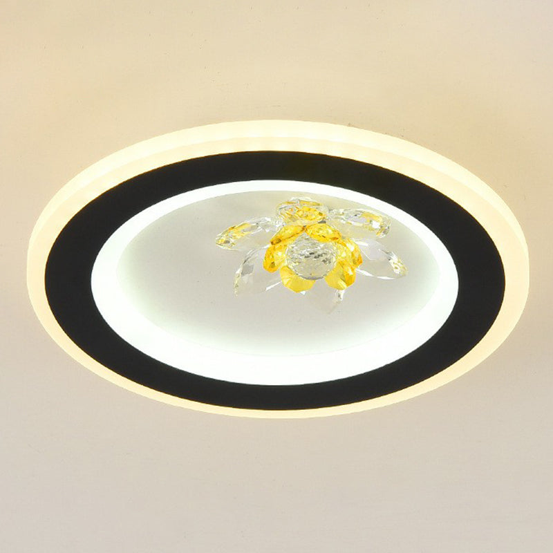 Plafonnier encastré de forme géométrique contemporaine, luminaire LED pour couloir en cristal