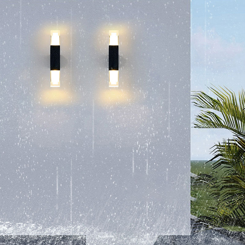 Illuminazione per esterni a forma di rettangolo acrilico moderno lampada da parete a LED in nero