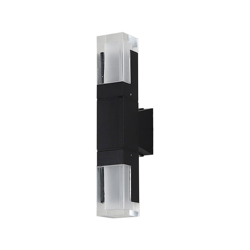 Illuminazione per esterni a forma di rettangolo acrilico moderno lampada da parete a LED in nero