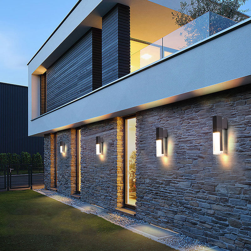 Illuminazione per esterni a forma di rettangolo acrilico moderno lampada da parete a LED in nero
