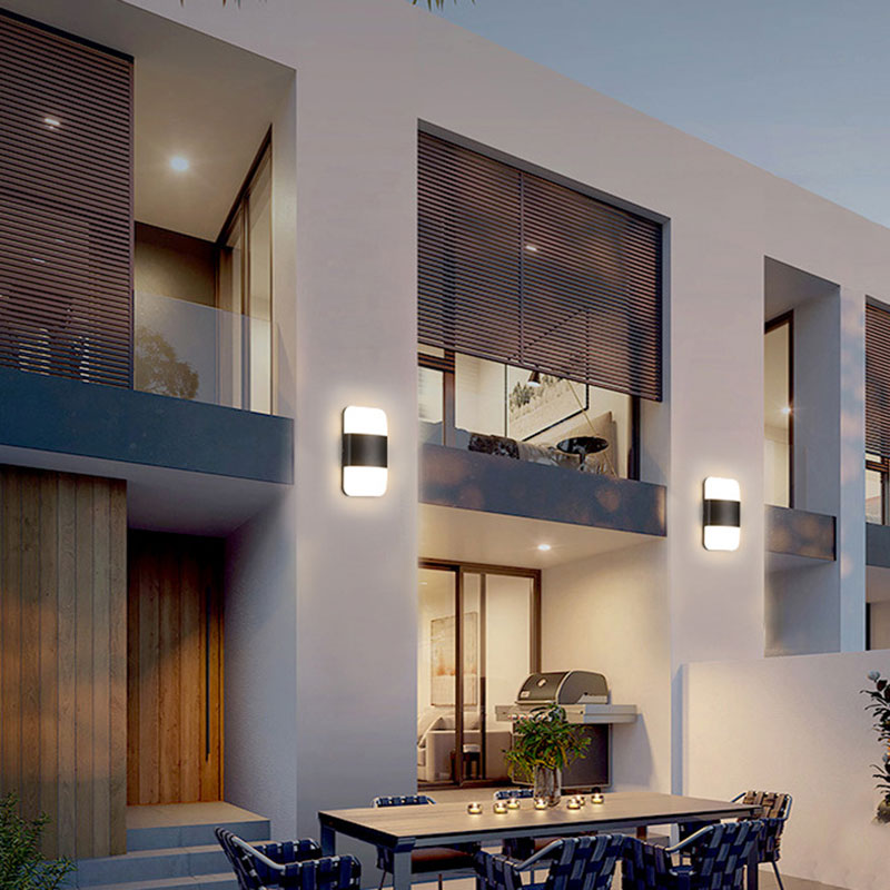 Contemporary Rectangular LED Wall Lighting Metallic Courtyard Sconce Light Fixture in Black