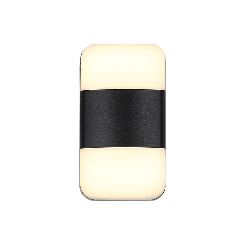 Contemporary Rectangular LED Wall Lighting Metallic Courtyard Sconce Light Fixture in Black