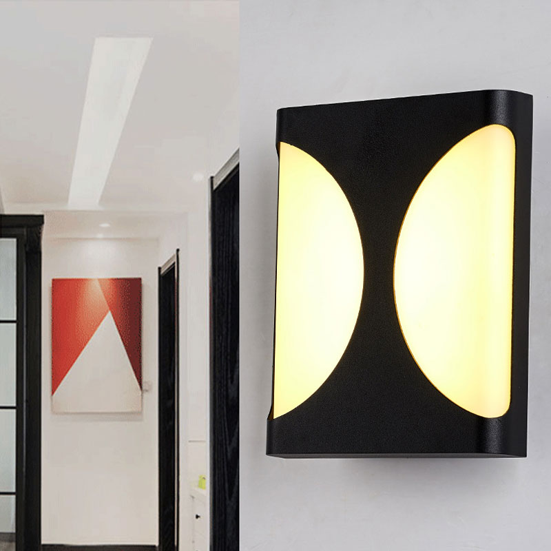 Geometrical Acrylic Wall Sconce Light Minimalist Black LED Wall Mount Lighting for Courtyard
