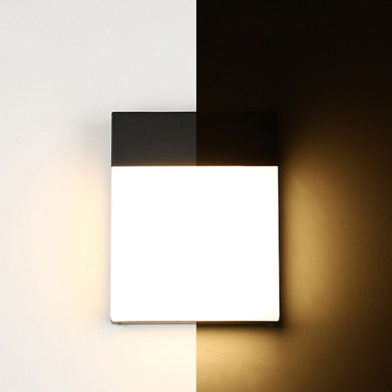 Black Rectangle Sconce Lighting Modern Metallic LED Wall Light Fixture for Outdoor