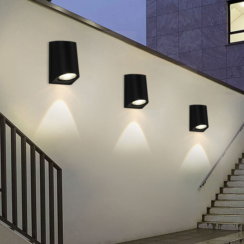Éclairage d'applique en forme de tuyau en métal Éclairage mural à LED noir moderne pour Courtyard