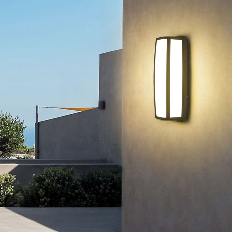 Rectangle Metallic LED Wall Lighting Contemporary Textured Black Sconce Light Fixture for Patio