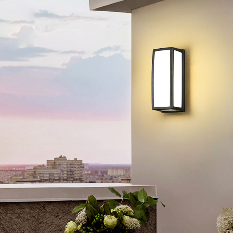 Rectangle Metallic LED Wall Lighting Contemporary Textured Black Sconce Light Fixture for Patio
