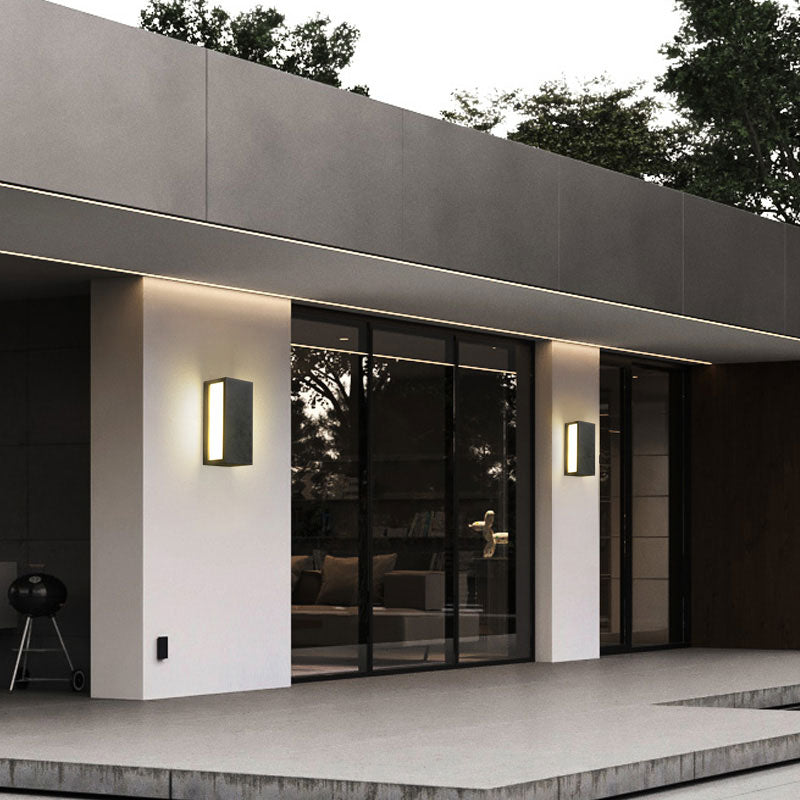 Textured Black Rectangular LED Wall Mounted Light Simplicity Metallic Wall Sconce Lighting for Patio