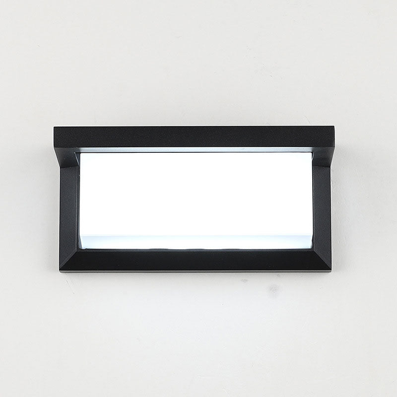 Rectangular Courtyard Sconce Lighting Metallic Modern LED Wall Light Fixture in Black