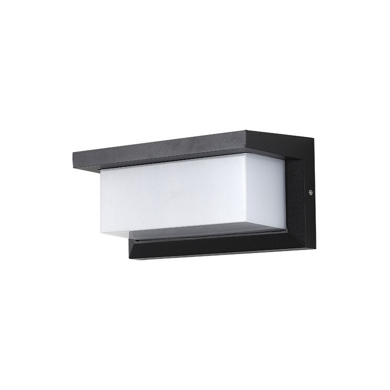 Rectangular Courtyard Sconce Lighting Metallic Modern LED Wall Light Fixture in Black