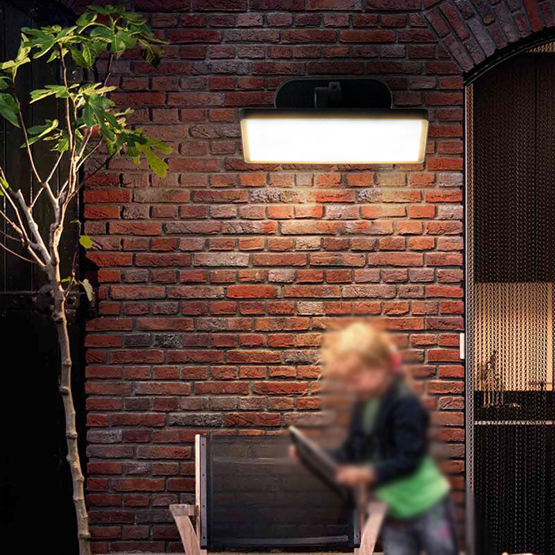 Zeitgenössische quadrate LED -Wandbeleuchtung Metallic Courtyard Wandleuchte in Schwarz