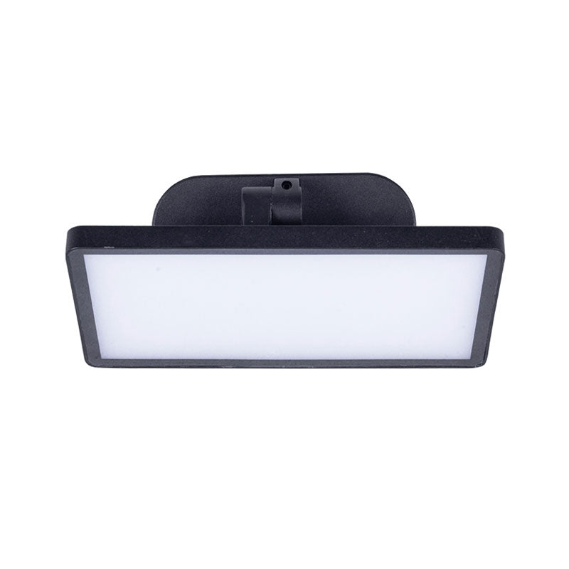 Zeitgenössische quadrate LED -Wandbeleuchtung Metallic Courtyard Wandleuchte in Schwarz