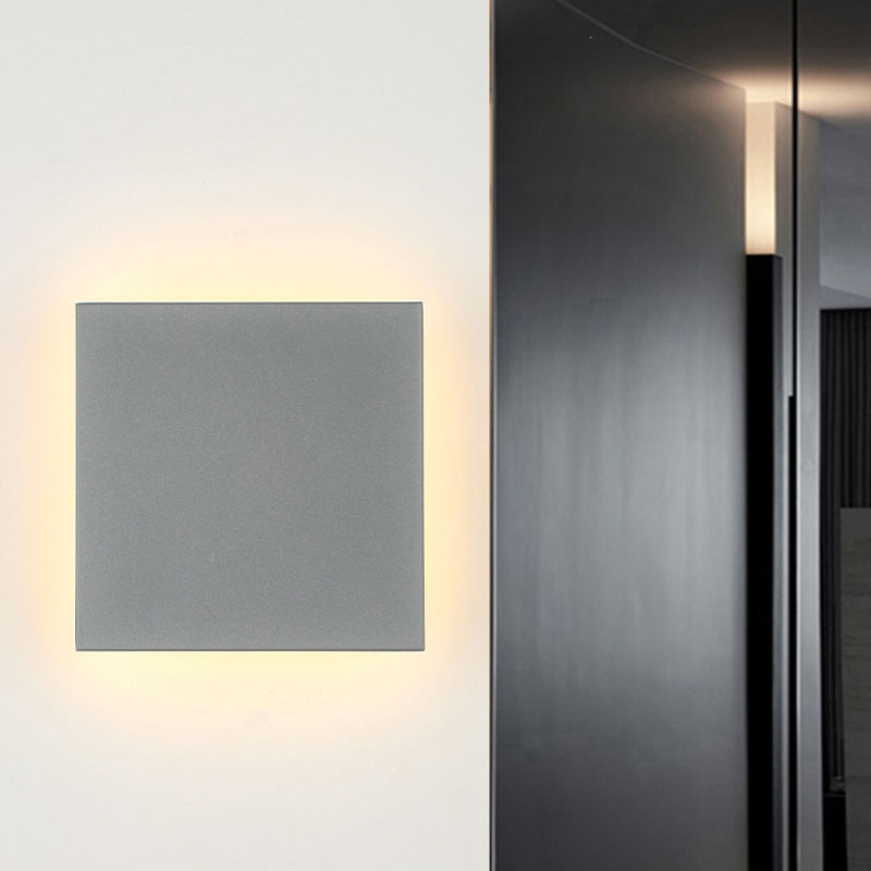 Geometric Courtyard LED Wall Mounted Light Aluminum Simplicity Wall Sconce Lighting in Grey