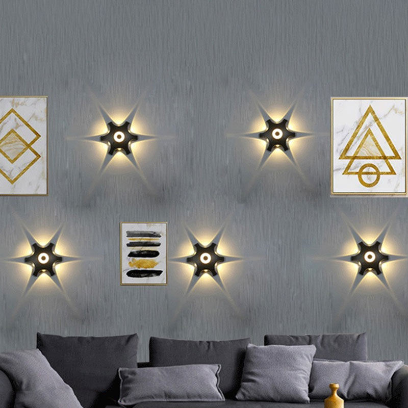 Gear Shaped Wall Sconce Lamp Minimalistic Aluminum Balcony LED Wall Lighting Fixture in Black