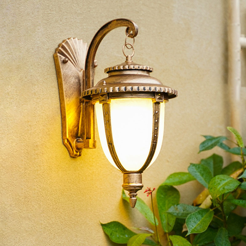 Traditional Bell Wall Mount Light Single Opal Glass Wall Light Fixture for Outdoor