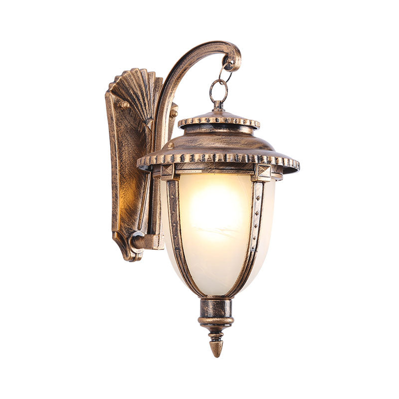 Traditional Bell Wall Mount Light Single Opal Glass Wall Light Fixture for Outdoor