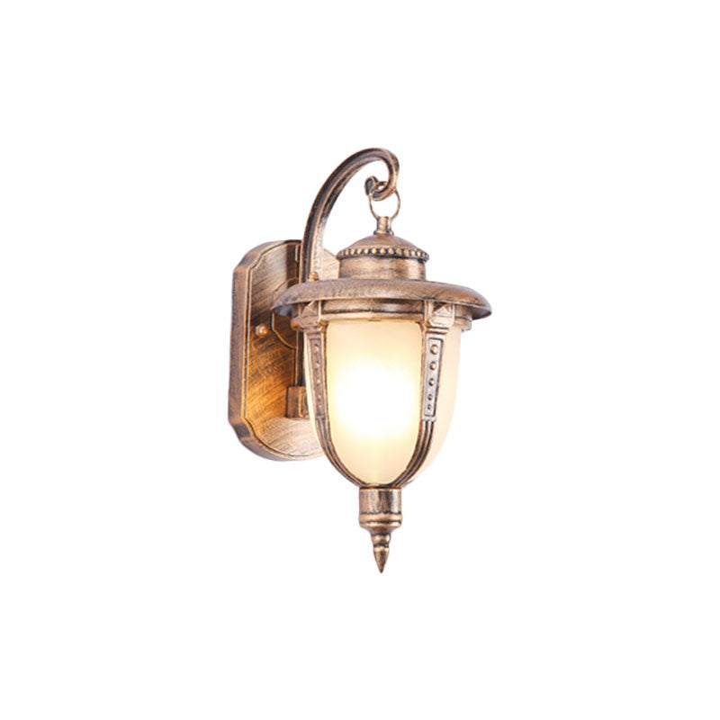 Traditional Bell Wall Mount Light Single Opal Glass Wall Light Fixture for Outdoor