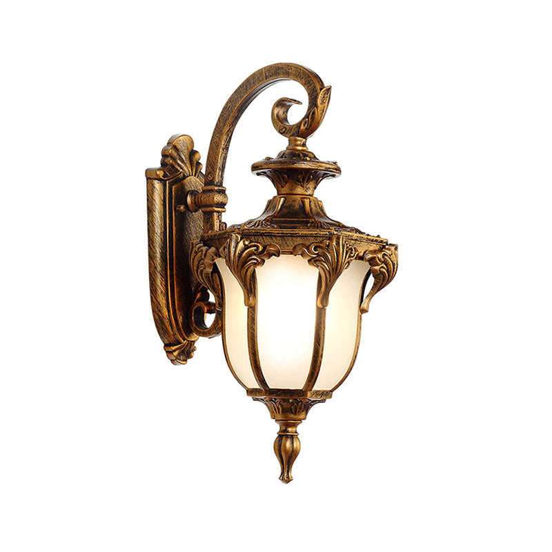 Bell Shade Frost Glass Wall Mount Light Vintage 1-Light Outdoor Wall Lighting Fixture