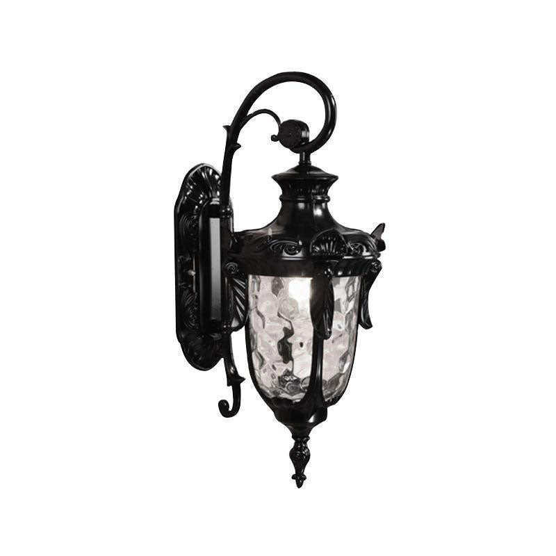 Zwarte bellampje Klassiek rimpel glas