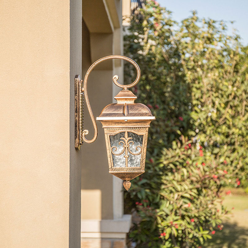 Tapered Shade Ripple Glass Wall Lantern Rustic 1-Light Courtyard Wall Light Fixture