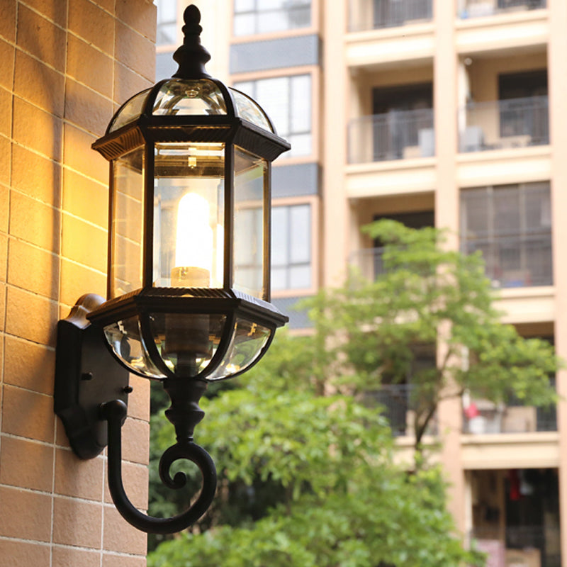 Birdcage Shade Clear Glass Wall Lighting Rustic 1 Bulb Courtyard Wall Light Fixture