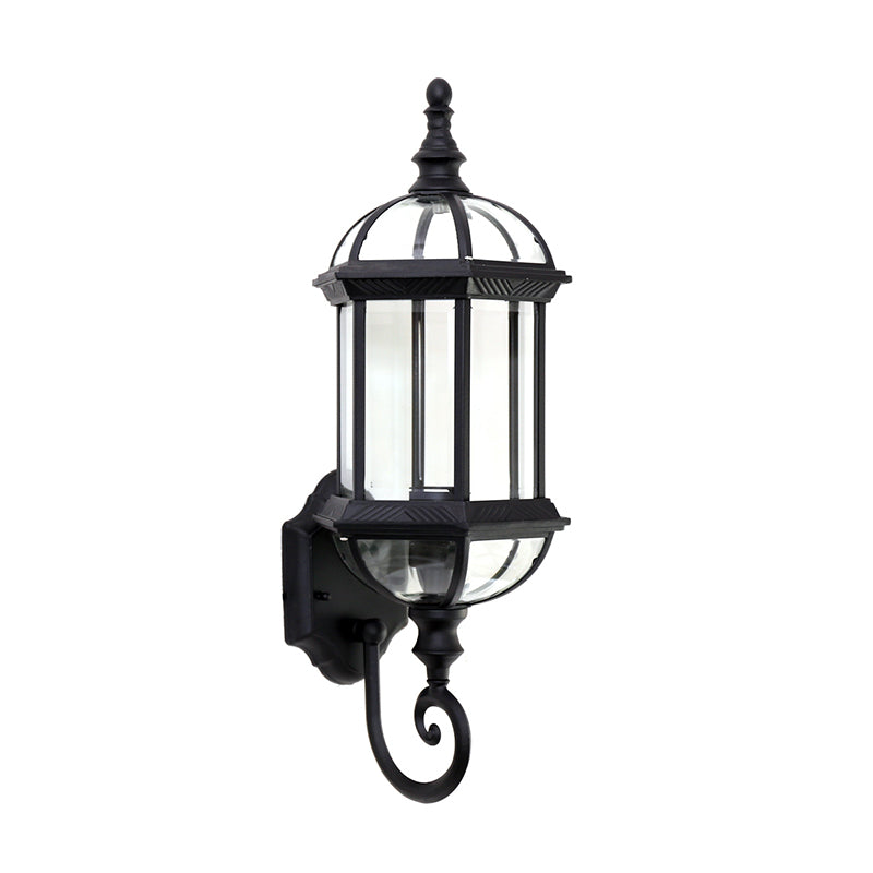 Birdcage Shade Clear Glass Wall Lighting Rustic 1 Bulb Courtyard Wall Light Fixture