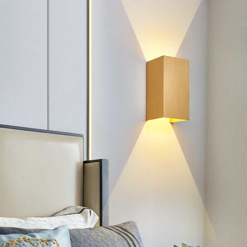 Cuboid Up and Down LED Wall Sconce Contemporary Metal Gold/Coffee/Grey Sconce Light Fixture for Bedroom