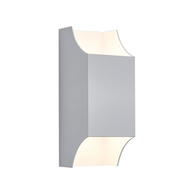 1 Light Bedroom Up and Down LED Wall Sconce with Geometric Metal Shade Black/Grey/White Wall Mount Light