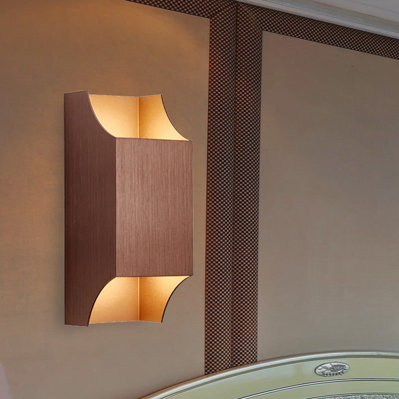 1 Light Bedroom Up and Down LED Wall Sconce with Geometric Metal Shade Black/Grey/White Wall Mount Light