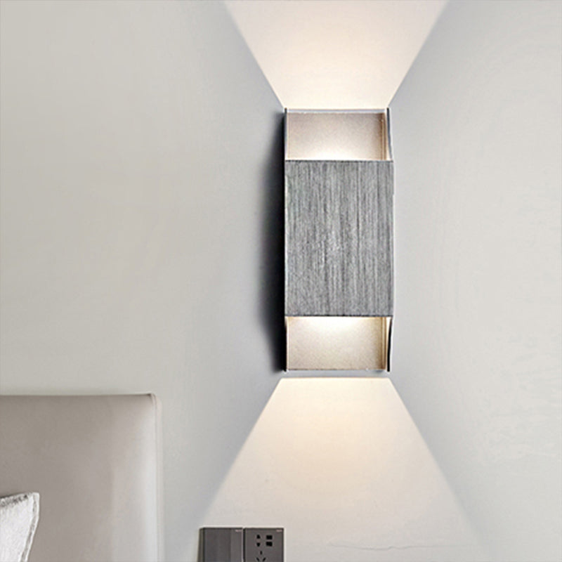 1 Light Bedroom Up and Down LED Wall Sconce with Geometric Metal Shade Black/Grey/White Wall Mount Light