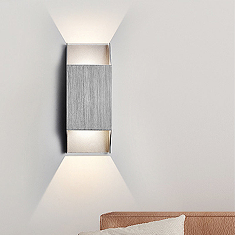 1 Light Bedroom Up and Down LED Wall Sconce with Geometric Metal Shade Black/Grey/White Wall Mount Light