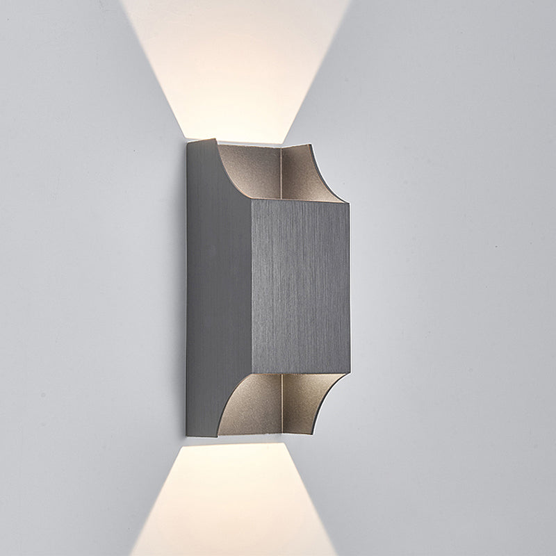 1 Light Bedroom Up and Down LED Wall Sconce with Geometric Metal Shade Black/Grey/White Wall Mount Light