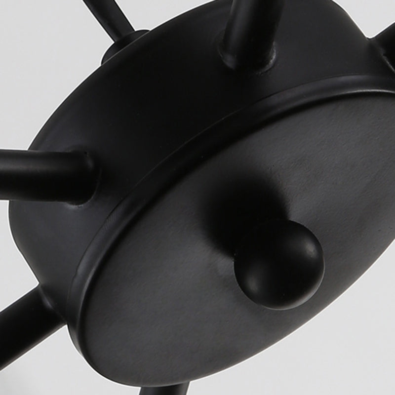 Black 6/8 Lights Pendant Chandelier Traditional Clear Glass Cylinder Hanging Light with Wagon Wheel Design