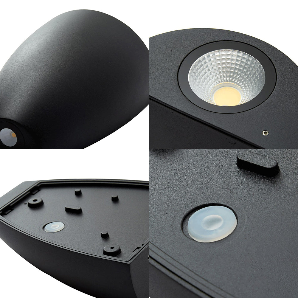 Bullet Shape Wall Mount Light Modern Metal Black/Grey/White LED Up and Down Wall Sconce for Stairway