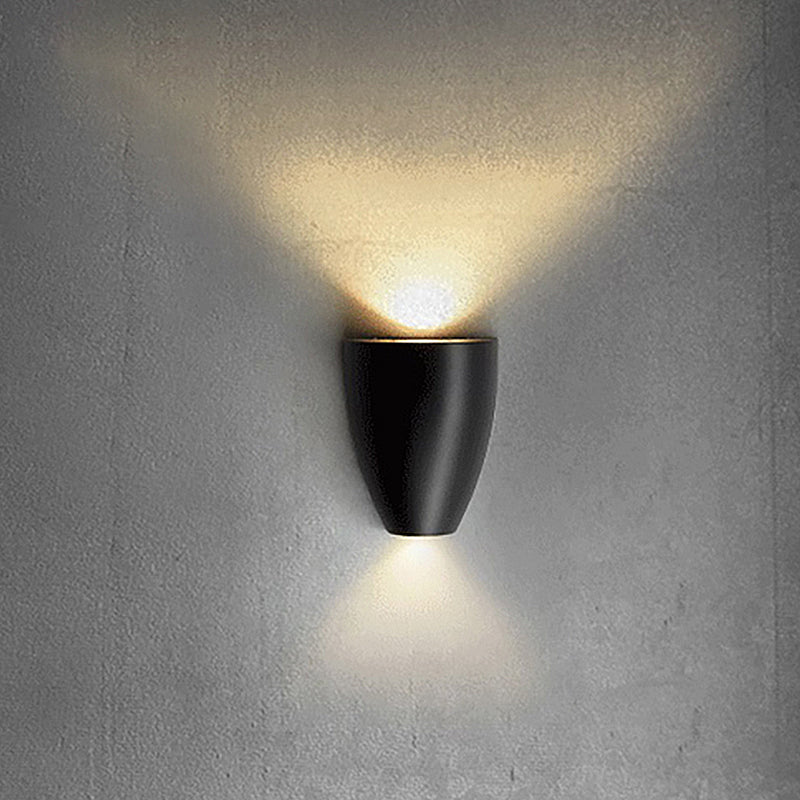 Bullet Shape Wall Mount Light Modern Metal Black/Grey/White LED Up and Down Wall Sconce for Stairway