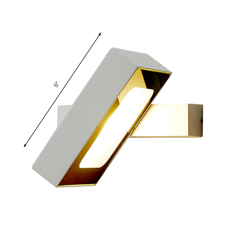 Rectangular Wall Sconce Modern Metal Black/White/Grey LED Wall Mount Light with Rotatable Design