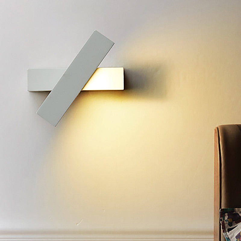 Rectangular Wall Sconce Modern Metal Black/White/Grey LED Wall Mount Light with Rotatable Design