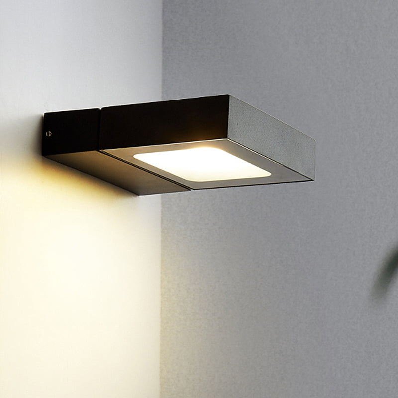 Rectangular Wall Sconce Modern Metal Black/White/Grey LED Wall Mount Light with Rotatable Design