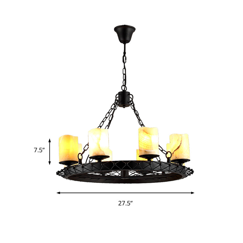Harz Beige Anhänger Lampenzylinder 8 Lichter Traditionelle Kronleuchterleuchte für Esszimmer
