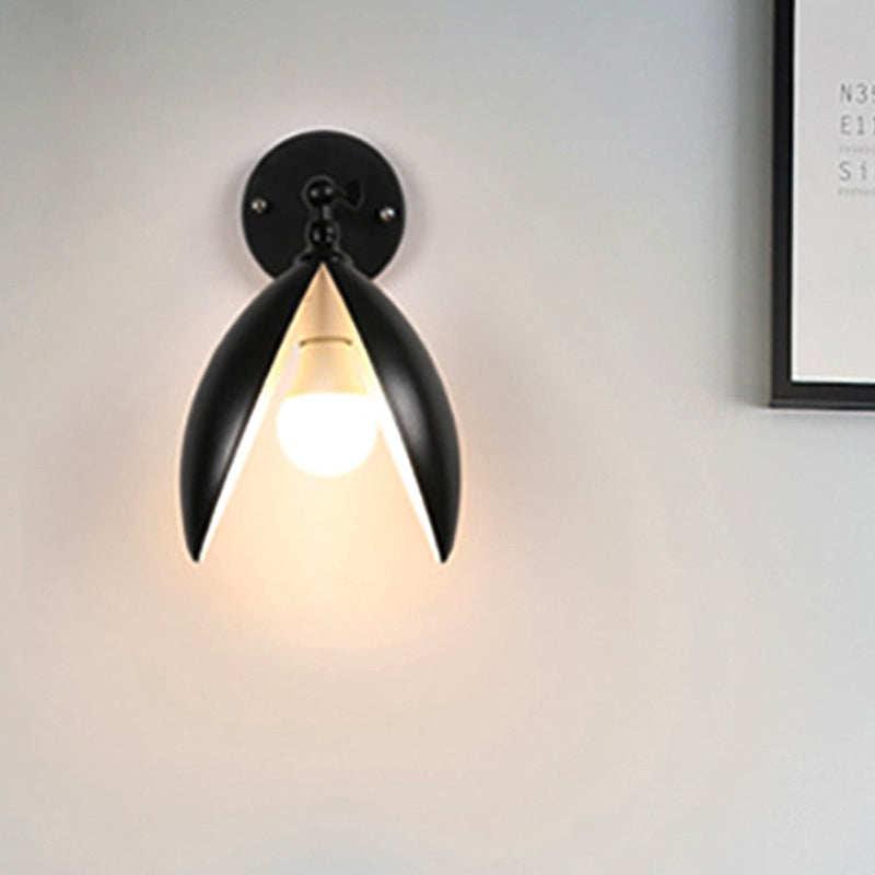 Blooming Bud Wall Light Modern Metal 1 Light Black/White Wall Mounted Light for Living Room